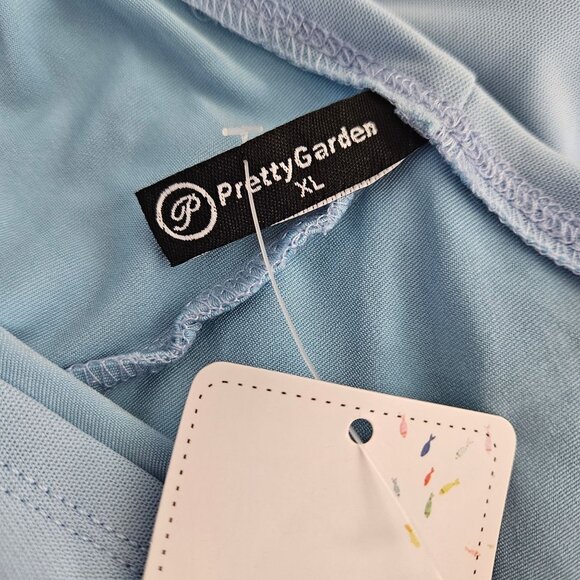 Pretty Garden Womens Formal XL One Shoulder Ruched Maxi Dress Light Blue Wedding - Picture 10 of 11